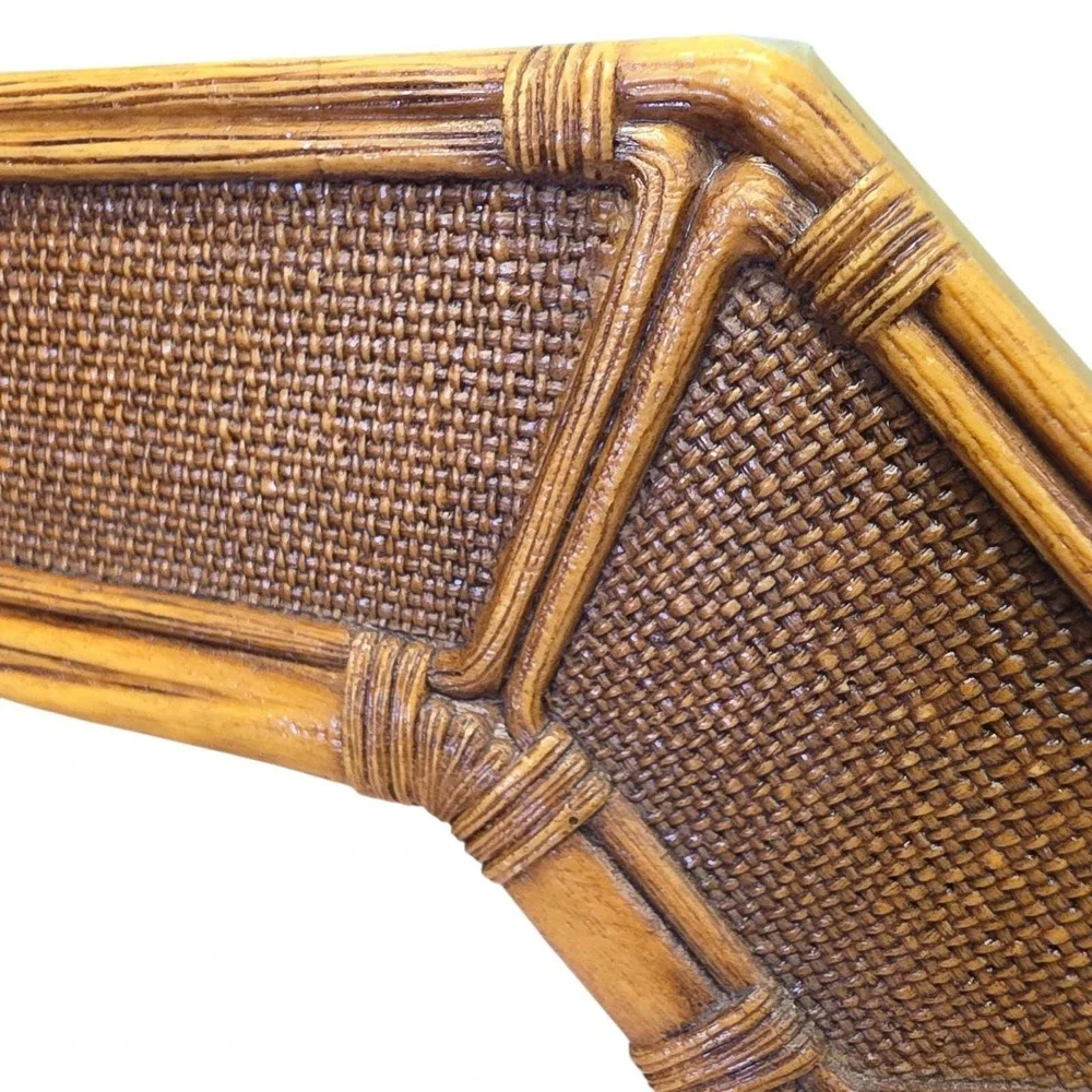Vintage Faux Bamboo Rattan Wall Mirror MCM 70's Regency Coastal USA